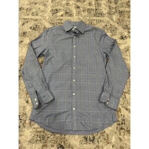 Charles Tyrwhitt Dress Shirt Super Slim Fit Non-Iron Long Sleeve Blue Size 15-38